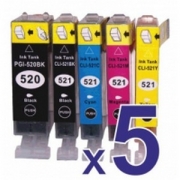 Pack 5 cartuchos de tinta compatible Canon PGI-520/CLI-521