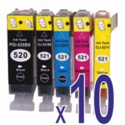 Pack 10 cartuchos de tinta compatible Canon PGI-520/CLI-521